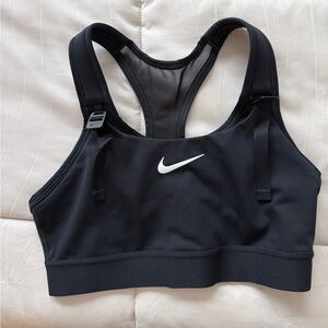 Nike Women's Black Sports Bra with White Logo